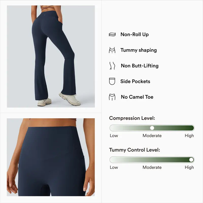 High-waisted tummy-shaping yoga pants