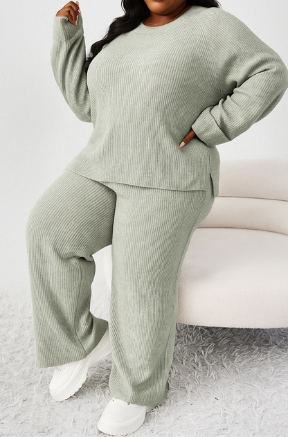 Cozy Raglan Sweater Pants Set
