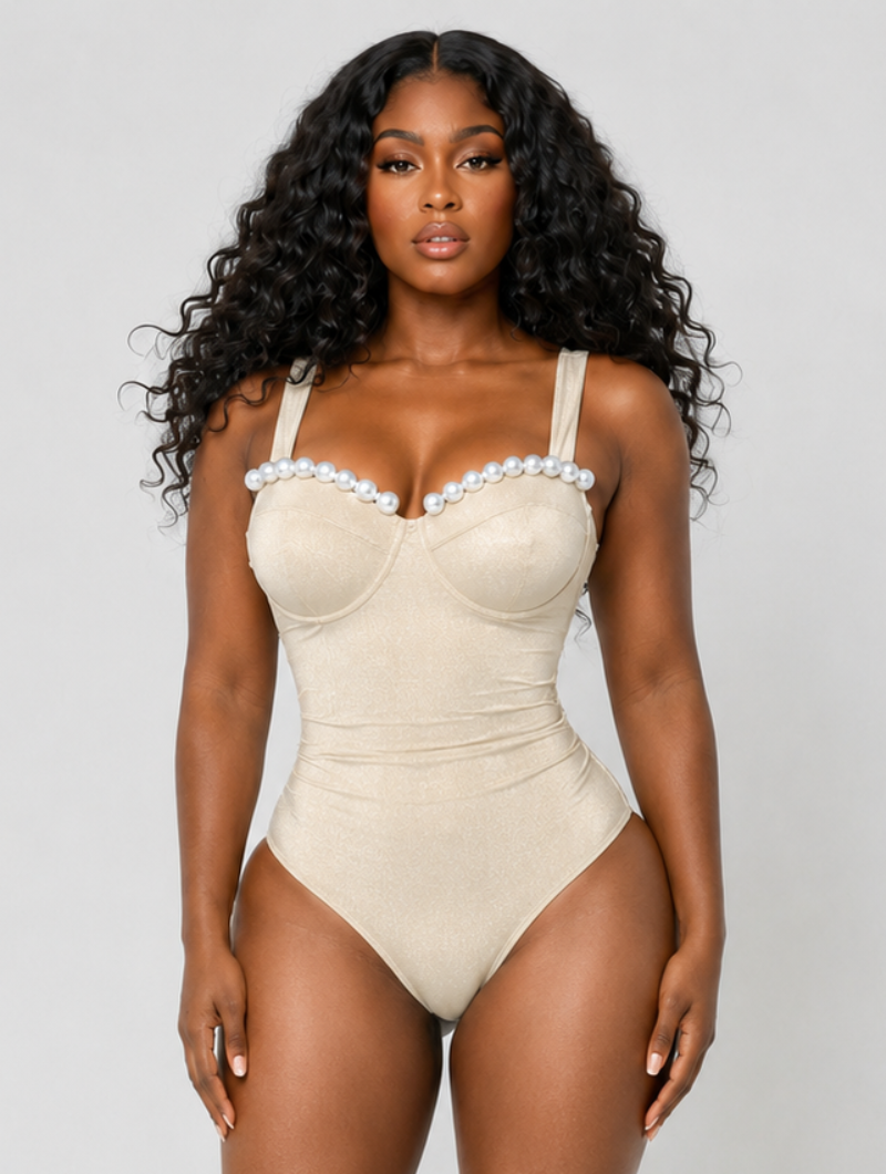 Champagne Pearl Bustier Set