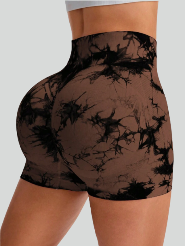 High waist tie-dye sports shorts