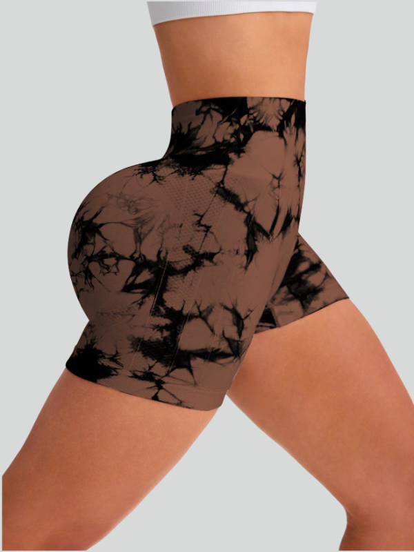 High waist tie-dye sports shorts