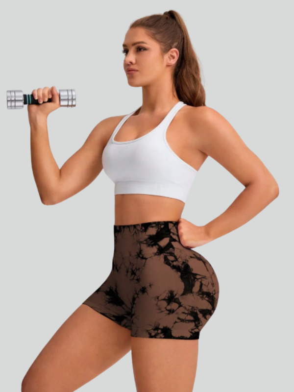 High waist tie-dye sports shorts