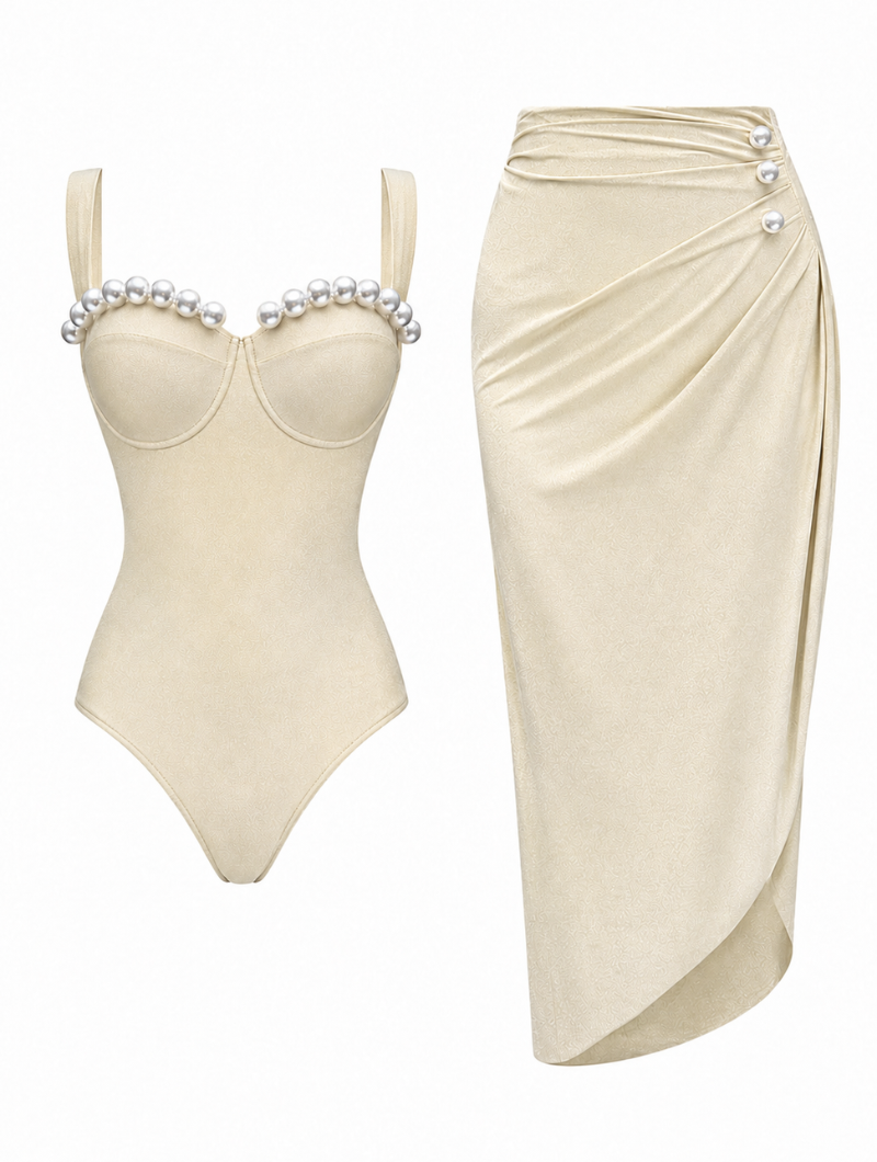 Champagne Pearl Bustier Set