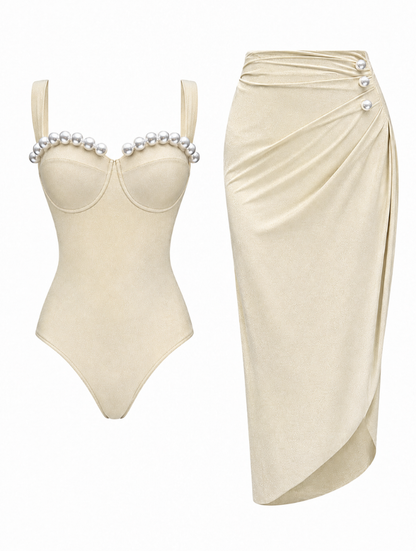 Champagne Pearl Bustier Set