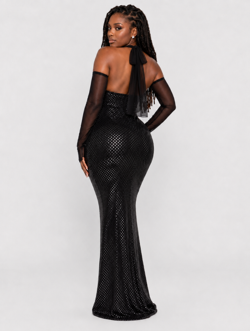 Sequin Halter Maxi Gown