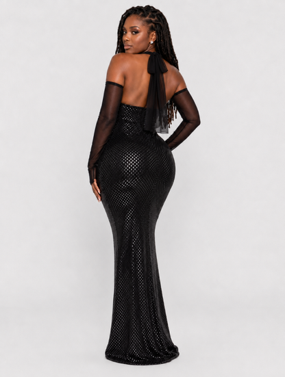 Sequin Halter Maxi Gown