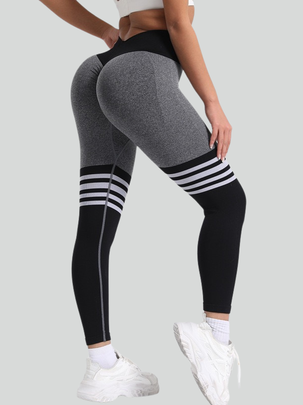 Seamless Striped Peach Yoga Hip-Lifting Pants