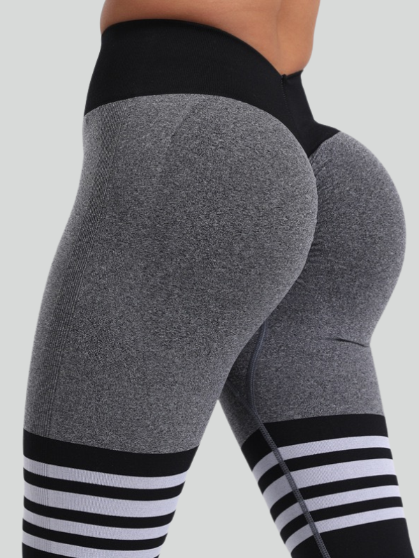 Seamless Striped Peach Yoga Hip-Lifting Pants