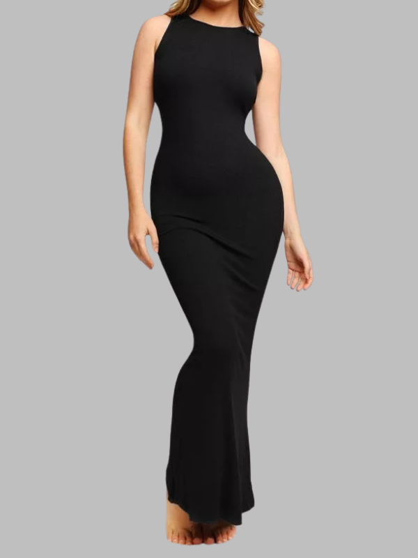 Crew Neck Sleeveless Slimming Dress