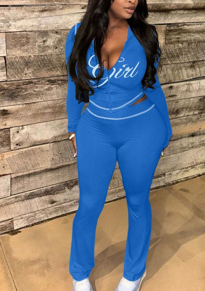 Two-Piece Colorblock Zip Up Set
