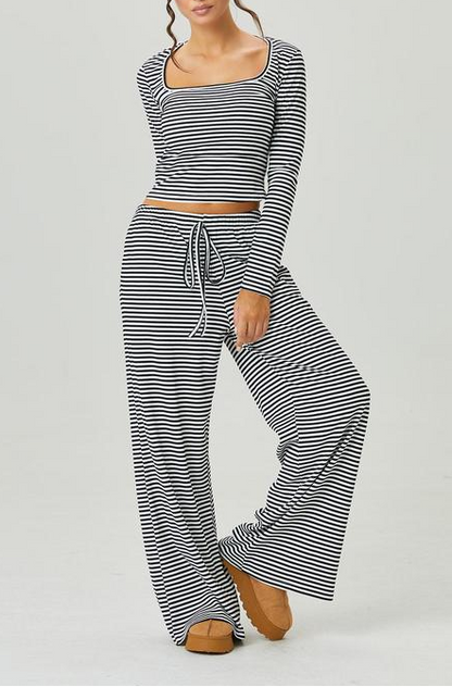Slouchy Stripe Crop Top Set