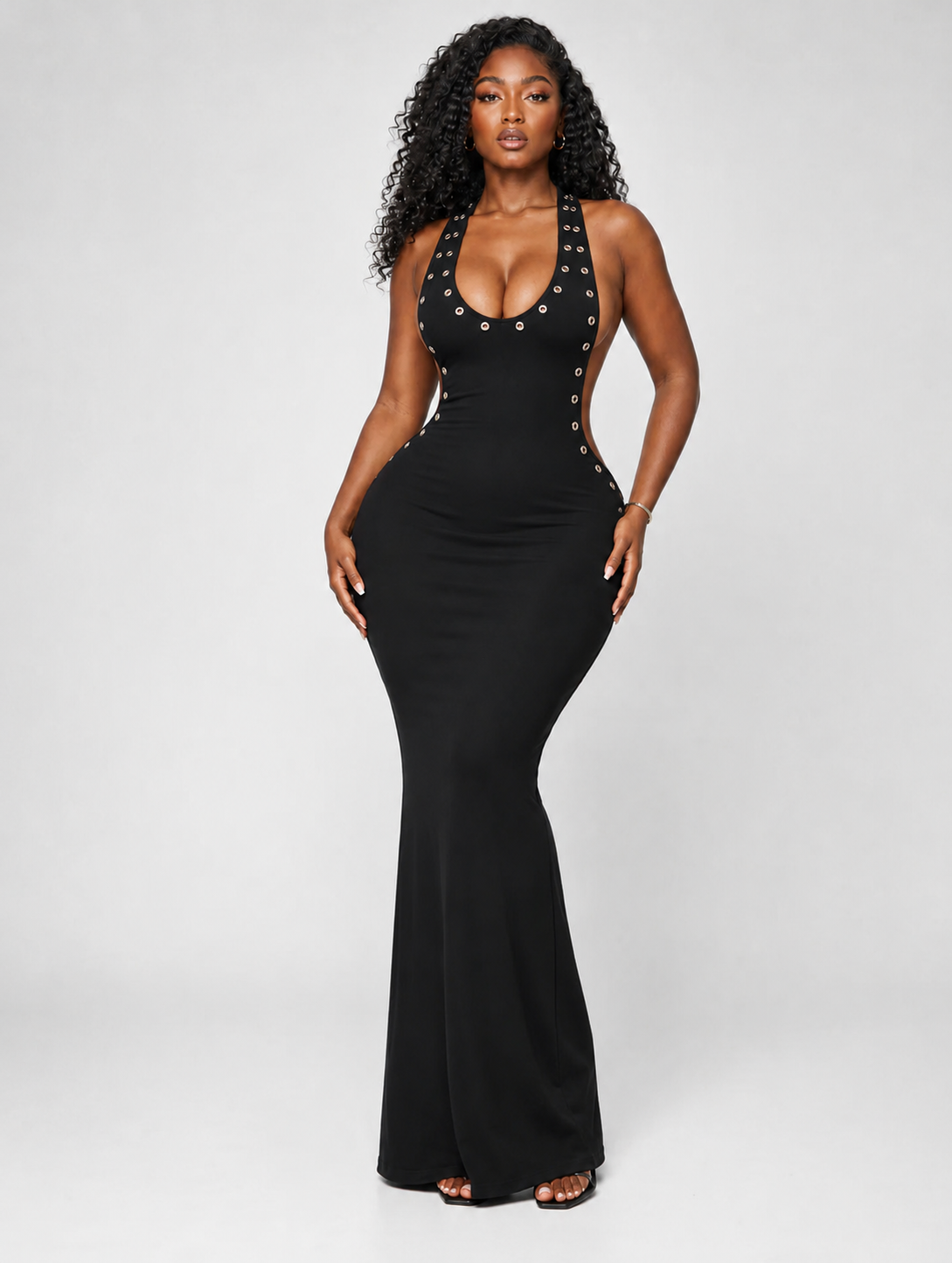 Grommet Detail Backless Maxi
