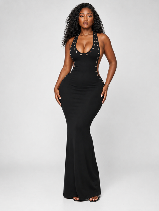 Grommet Detail Backless Maxi