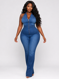 Snatched Zipper Denim Flare