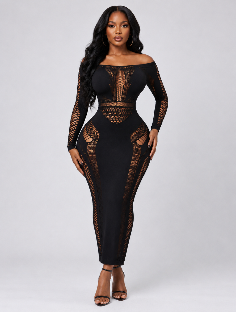 Geometric Hollow-Out Bodycon
