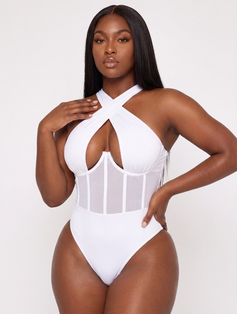 Sculpting Cross-Front Corset Bodysuit