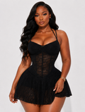 Lace Corset Ruffle Mini