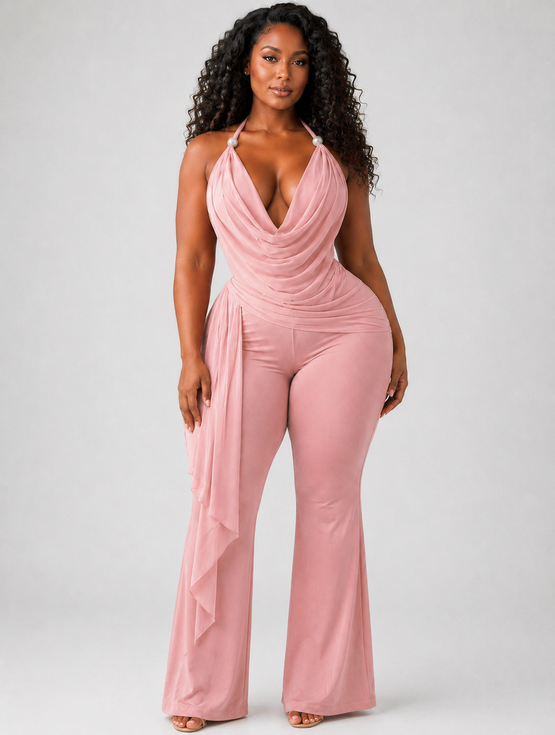 Goddess Drape Wide-Leg Palazzo