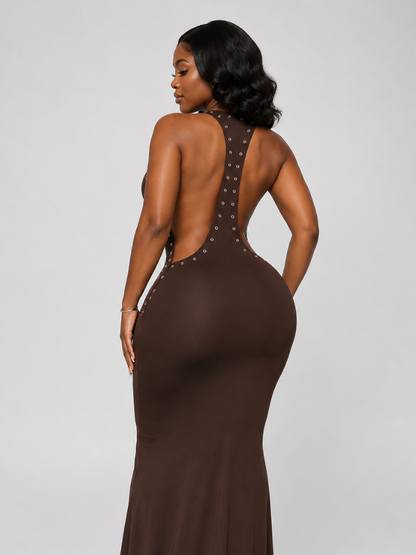 Grommet Detail Backless Maxi