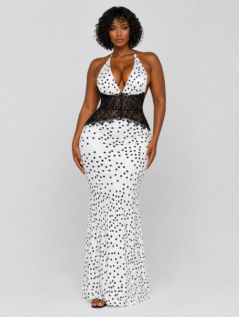 Polka Lace Halter Dress