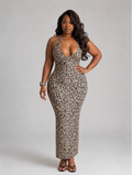 Leopard Halter Bodycon Maxi