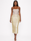 Champagne Sequin Midi Dress