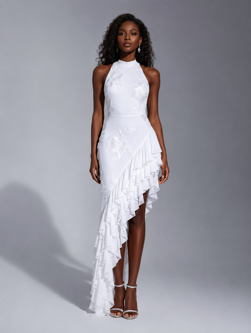 Floral Embroidered Ruffle Dress