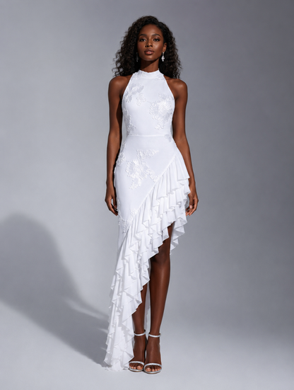 Floral Embroidered Ruffle Dress