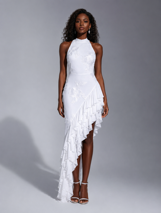 Floral Embroidered Ruffle Dress