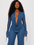 Deep V Mesh Pant Set