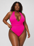Plunging High-Cut Pink One-Piece