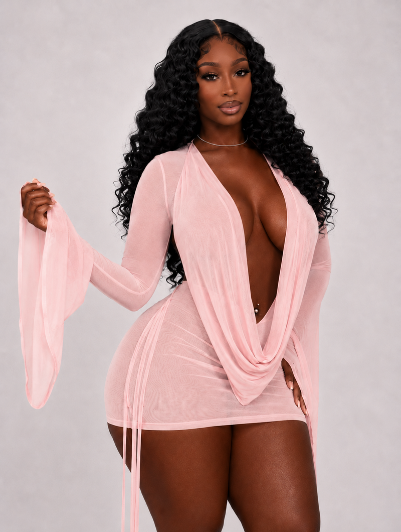 Ethereal Rose Plunge Dress