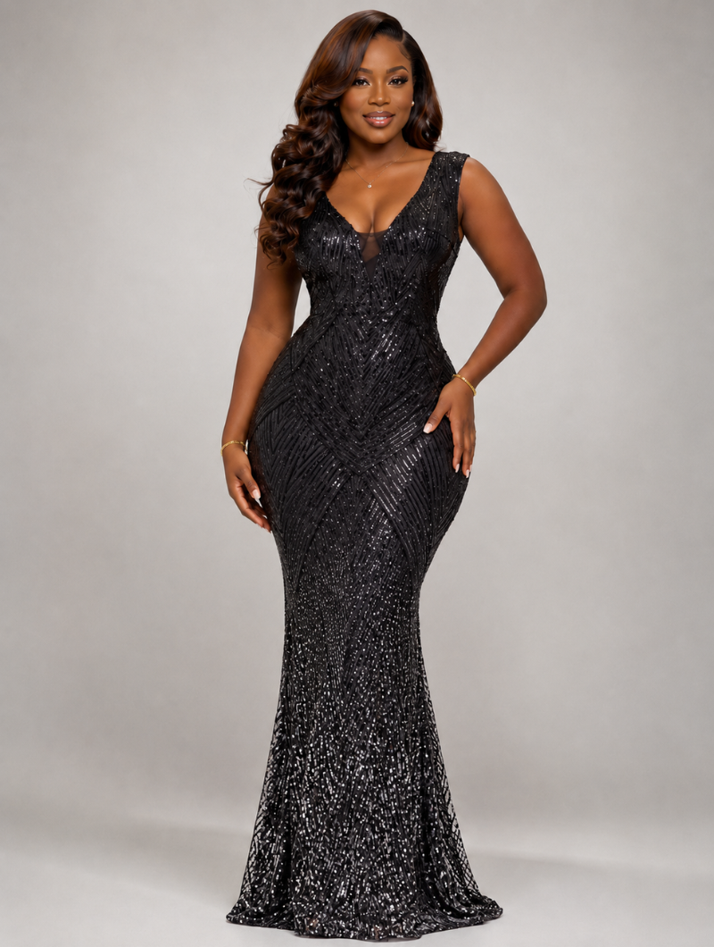 Midnight Shimmer Mermaid Gown