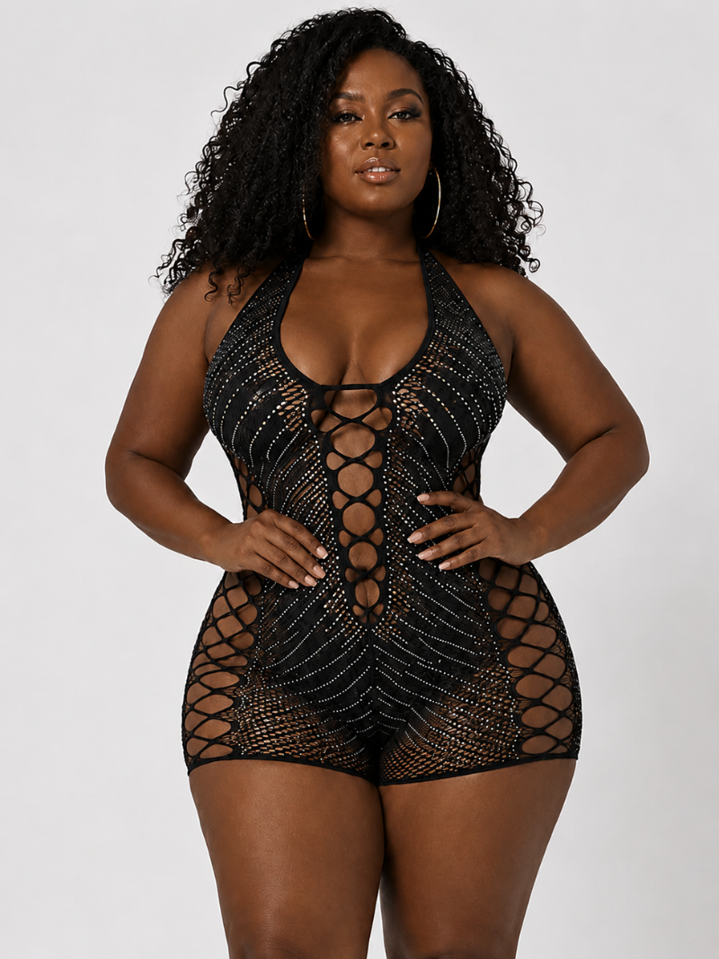 Starlight Rhinestone Mesh Romper