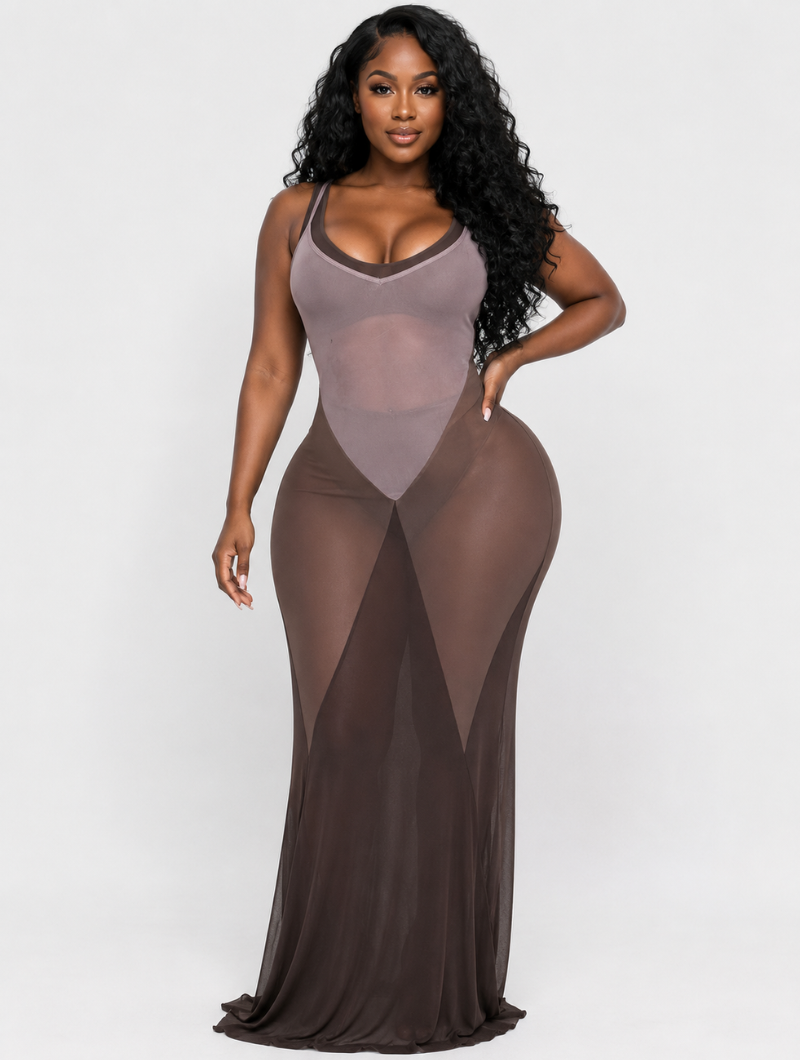 Mesh Bodysuit Maxi Set
