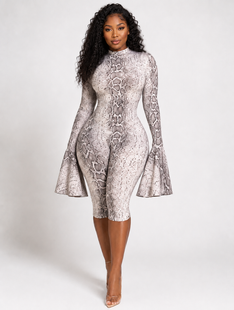 Serpent Flare Backless Jumpsuit