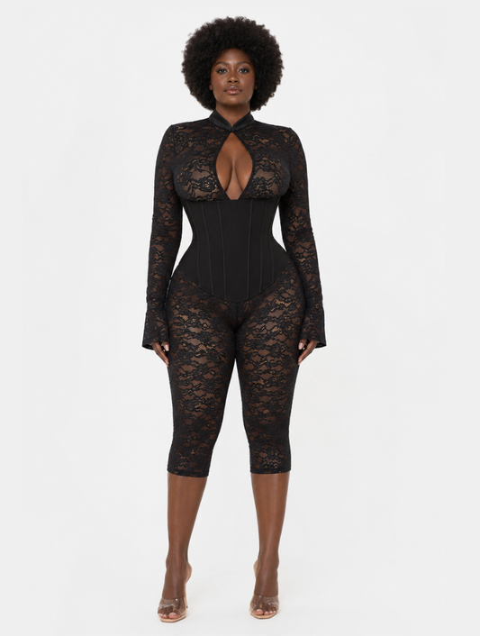 Lace Capri Corset Jumpsuit