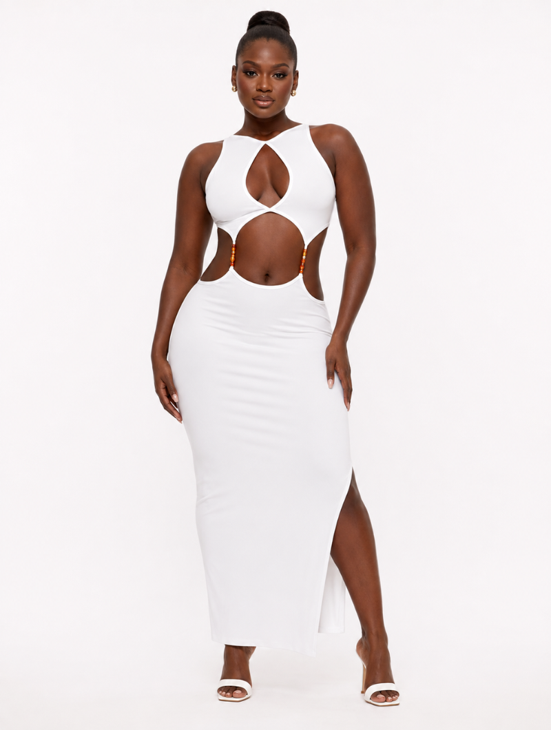 Beaded Cutout Maxi Dress