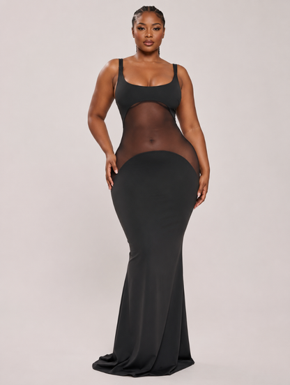Mesh Waist Cutout Maxi