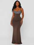 Lace Bustier Ruched Maxi