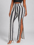 Vintage Stripe Slit-Leg Pants