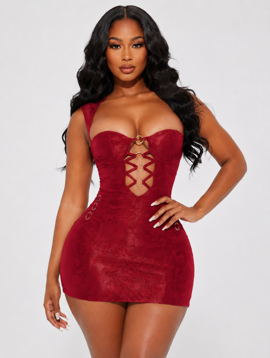 Lace-Up Eyelet Micro Mini