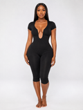 Deep U-Neck Capri Catsuit