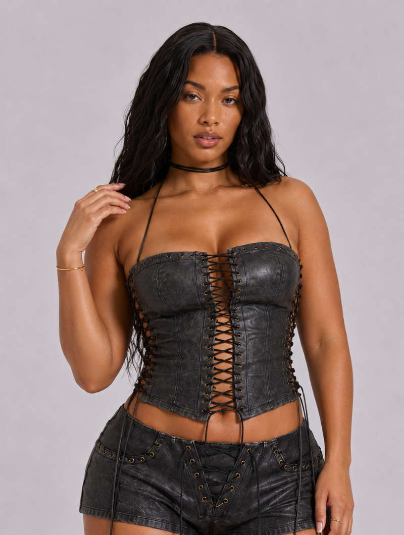 Vintage Leather Halter Top