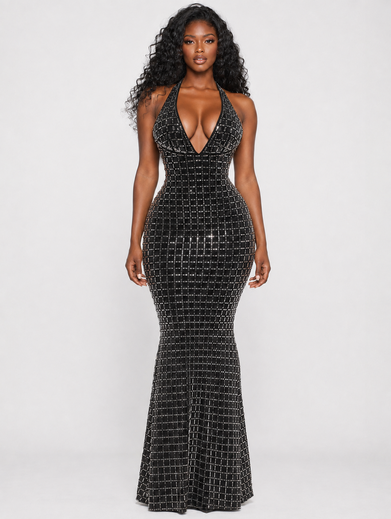 Black Crystal Grid Maxi
