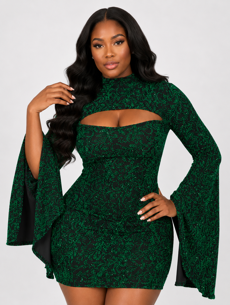 Emerald Scroll Flare Mini