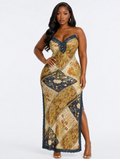 Satin Lace Trimmed Maxi