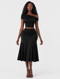 Off-Shoulder Ruched Skirt Set