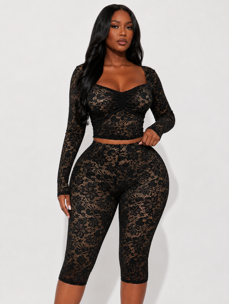 Noir Floral Lace Ensemble
