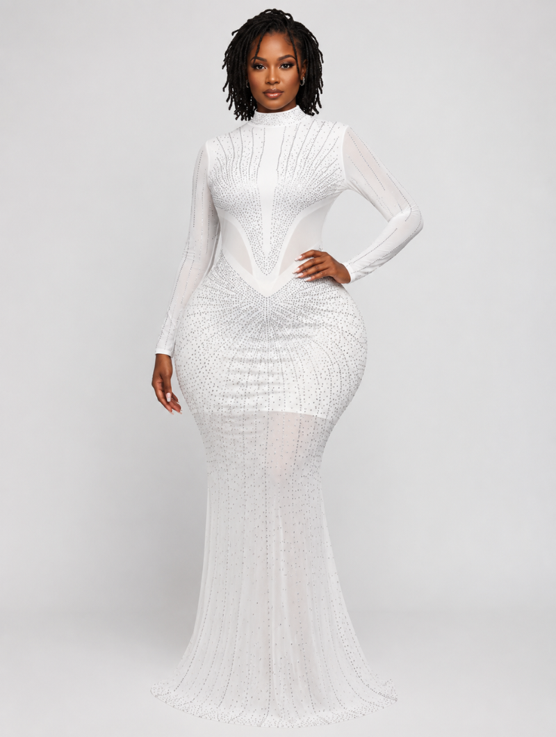 Crystal Mesh Long Dress